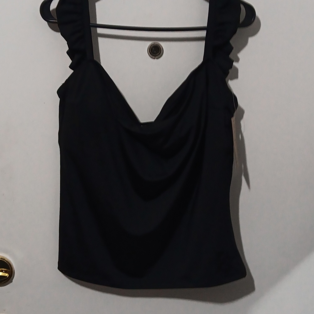 Albion Black Ruffled Strap Blouse